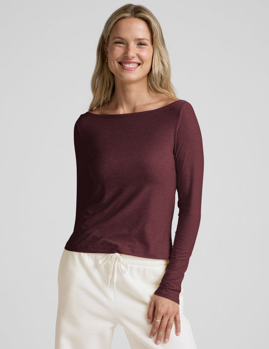 Featherweight Boat Neck Pullover Top with Sun Protection and Long Sleeves