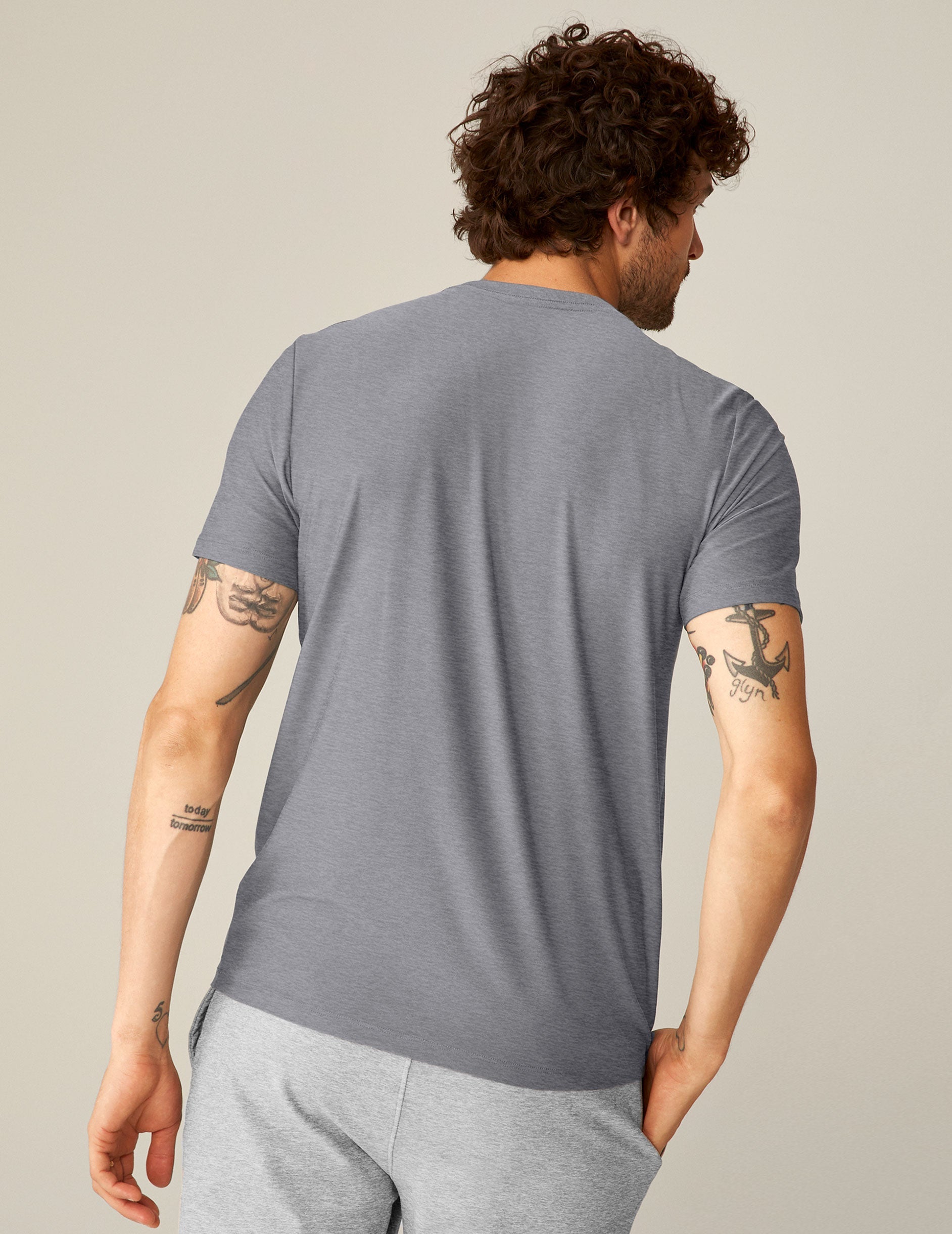 Men's Cloud Gray Heather Crew Tee Featherweight Spacedye Relaxed Fit T-Shirt