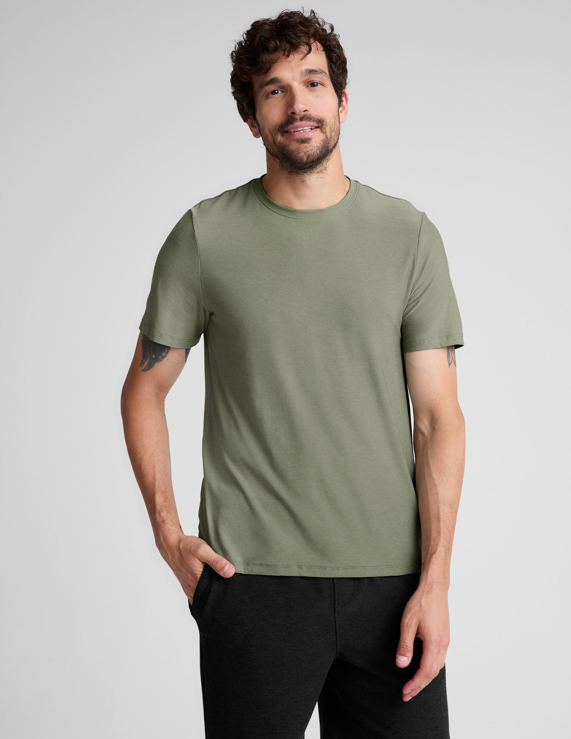 Beyond Yoga Men's Lightweight Soft Crew Neck Tee Rib Trim