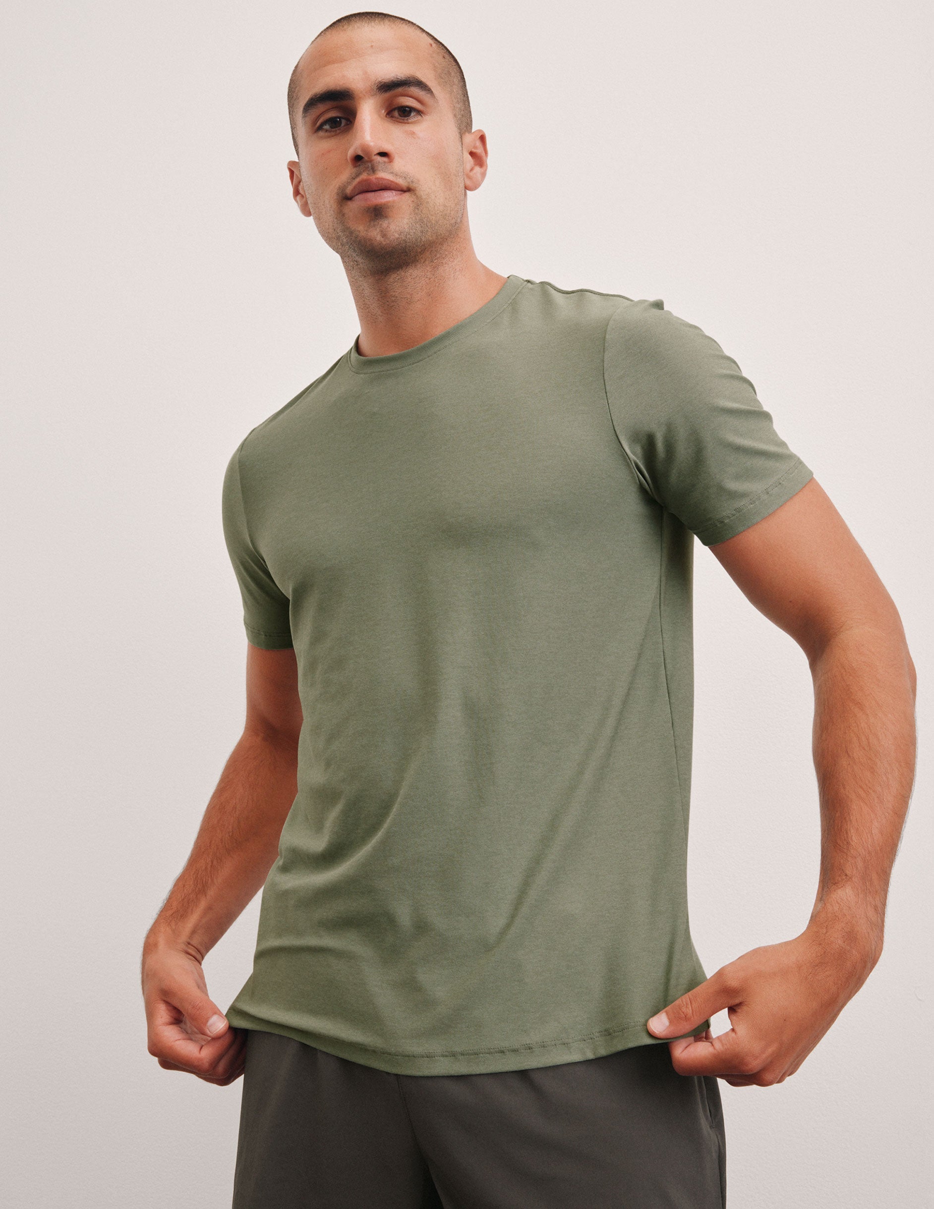 Beyond Yoga Men's Lightweight Soft Crew Neck Tee Rib Trim