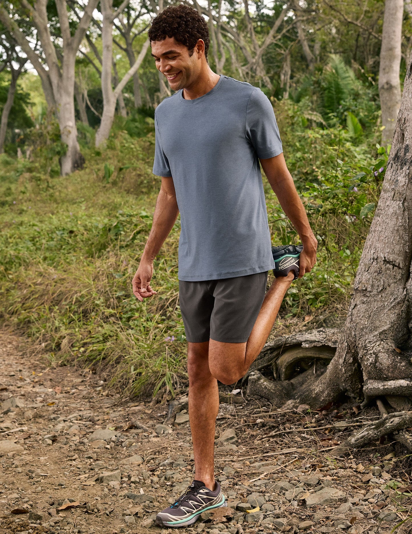 Men's Shadow Blue Featherlight Crew Neck Tee - Ultimate Comfort & Style