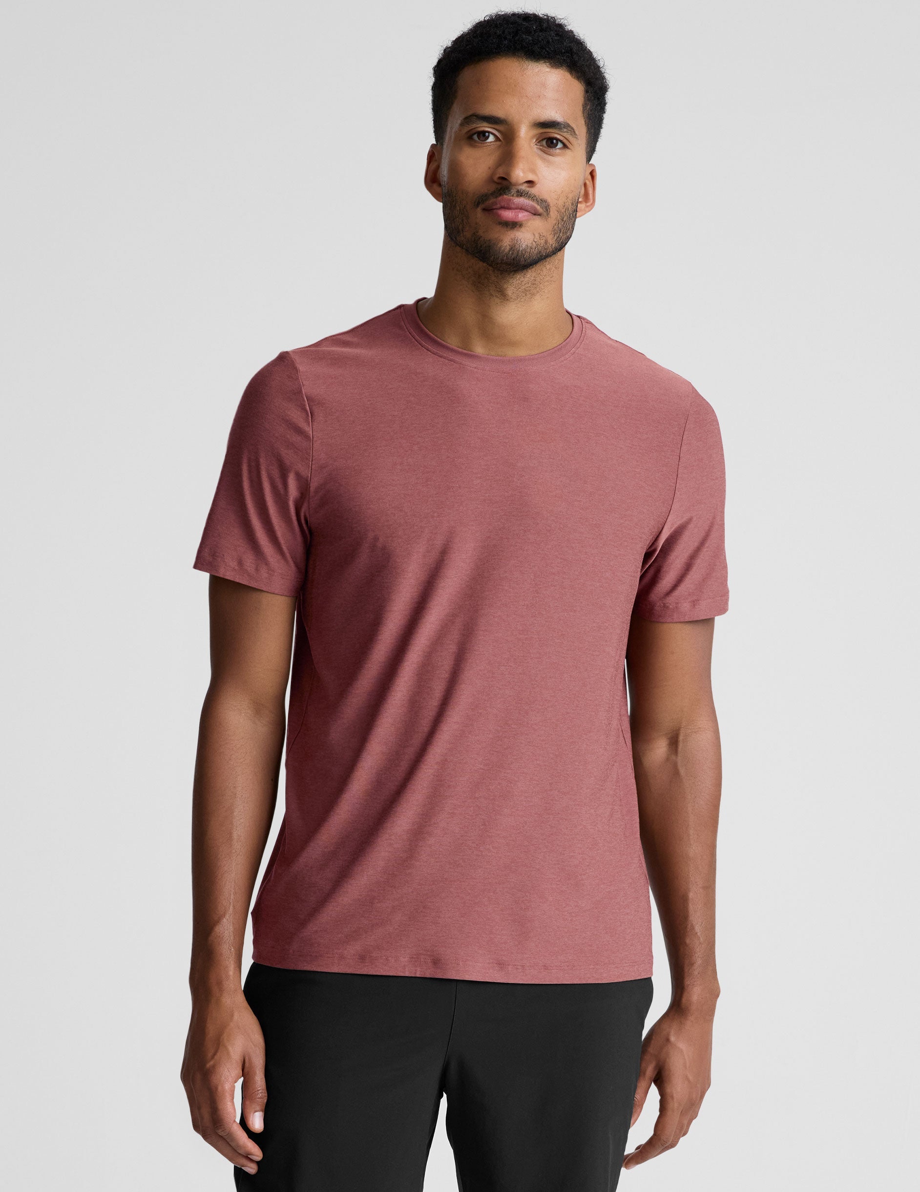 Super Soft Men's Crew Neck T-Shirt: Lightweight Smoked Rose Heather Top