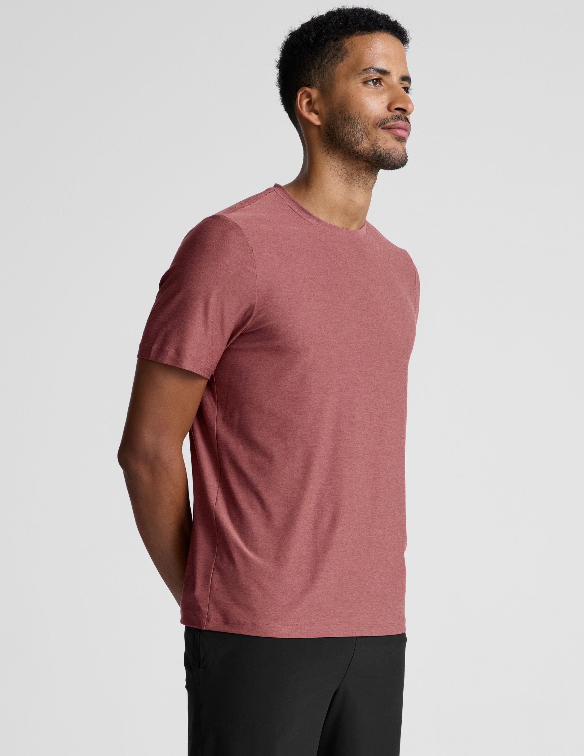 Super Soft Men's Crew Neck T-Shirt: Lightweight Smoked Rose Heather Top