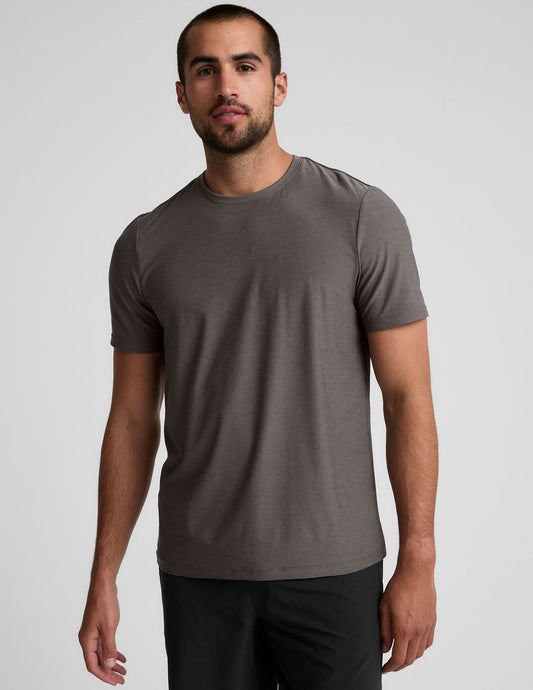 Beyond Yoga Men's Featherweight Crew Neck Tee: Ultimate Comfort, Ribbed Style