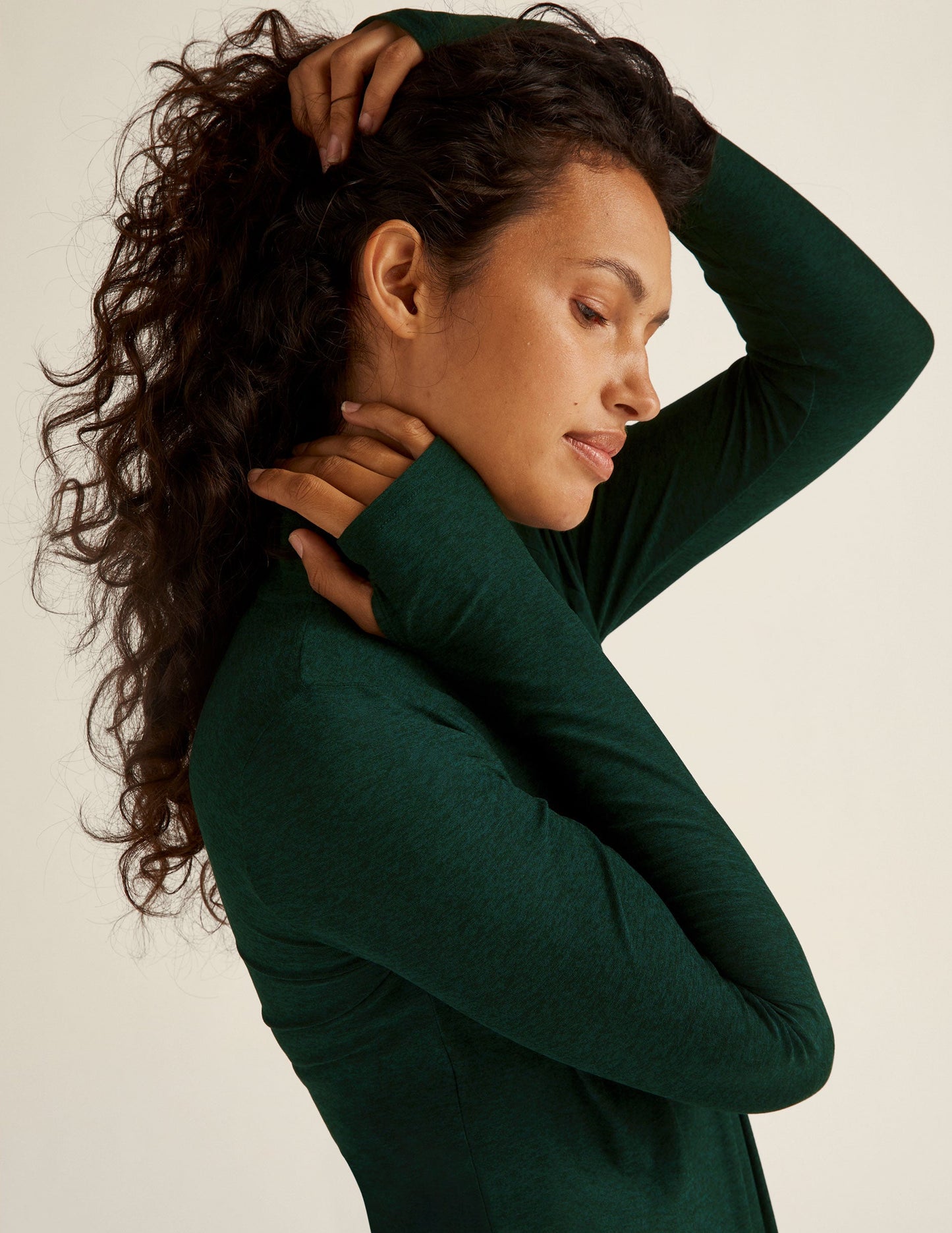 Featherweight Soft Mock Neck Pullover Top with Thumbholes for Ultimate Comfort