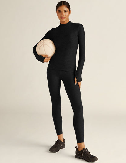 Ultra-Soft Featherweight Mock Neck Pullover: Cozy, Fitted, Long Sleeve Comfort