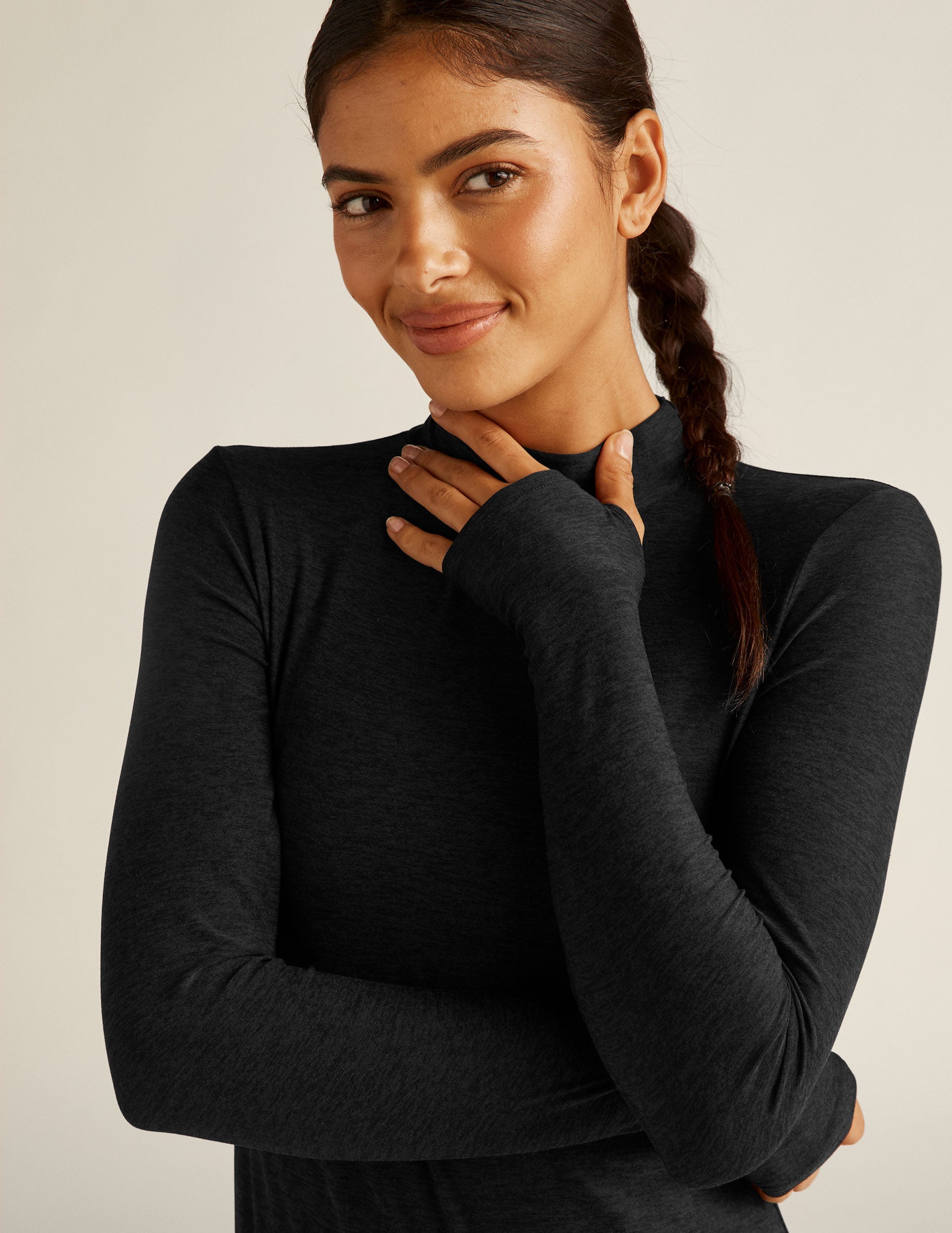 Ultra-Soft Featherweight Mock Neck Pullover: Cozy, Fitted, Long Sleeve Comfort