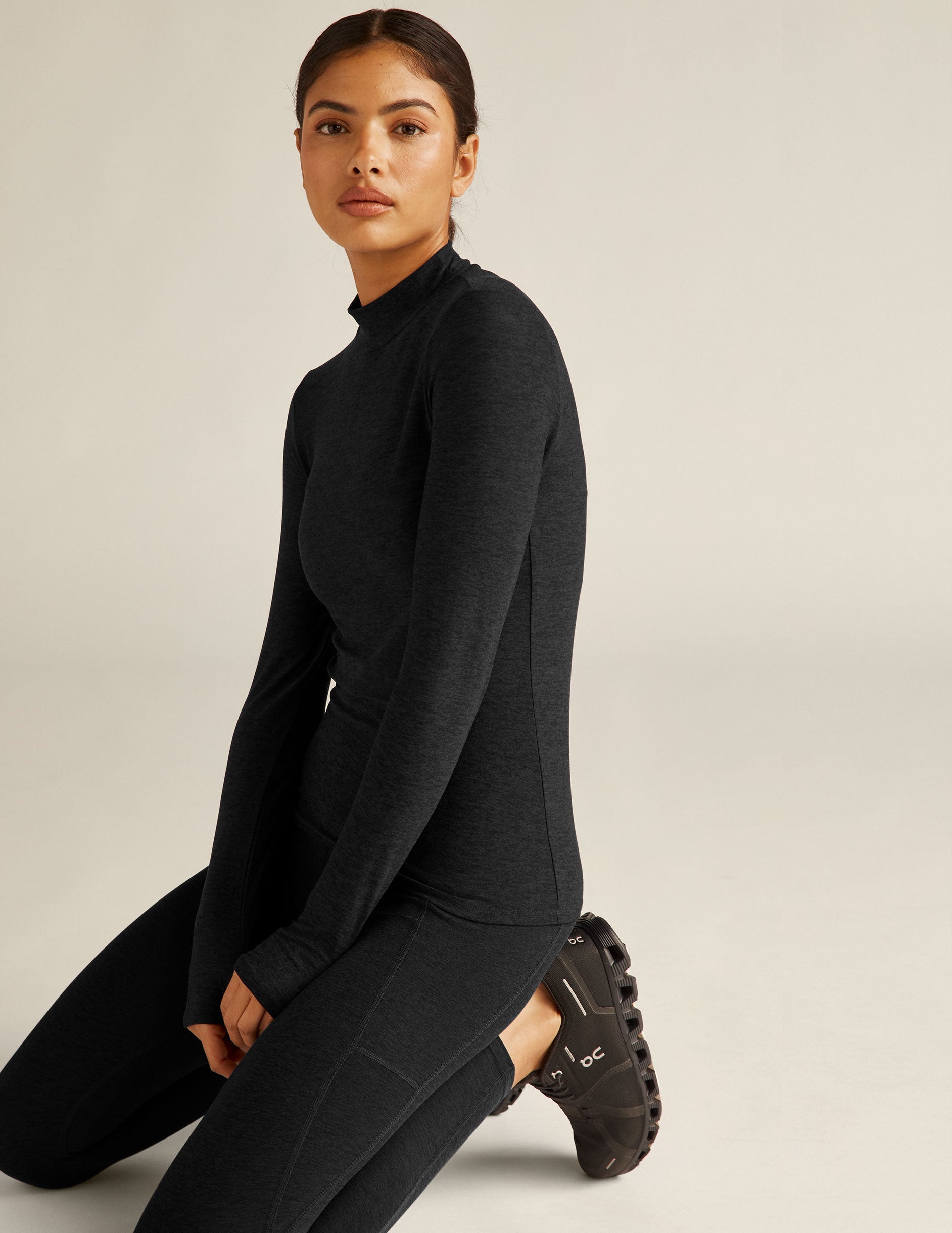 Ultra-Soft Featherweight Mock Neck Pullover: Cozy, Fitted, Long Sleeve Comfort