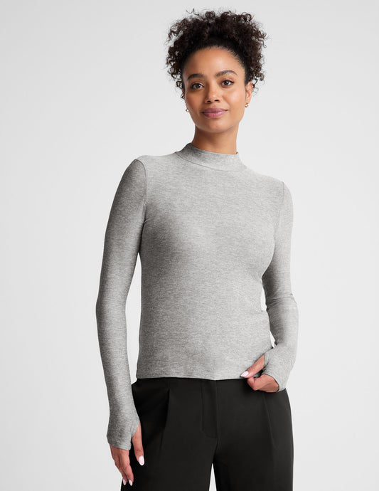 Luxurious Featherweight Moving On Pullover: Soft, Fitted, Long-Sleeve Mock Neck Top
