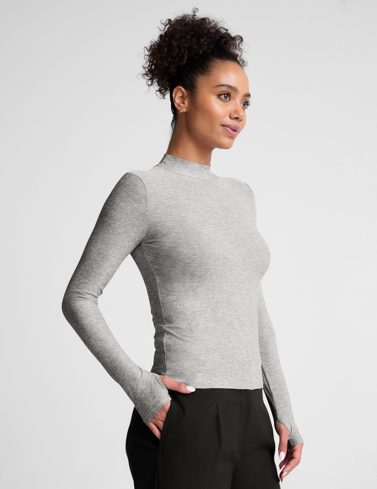 Luxurious Featherweight Moving On Pullover: Soft, Fitted, Long-Sleeve Mock Neck Top
