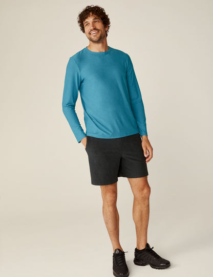 Men's Lightweight Cali Blue Long Sleeve Crew Neck Performance Top