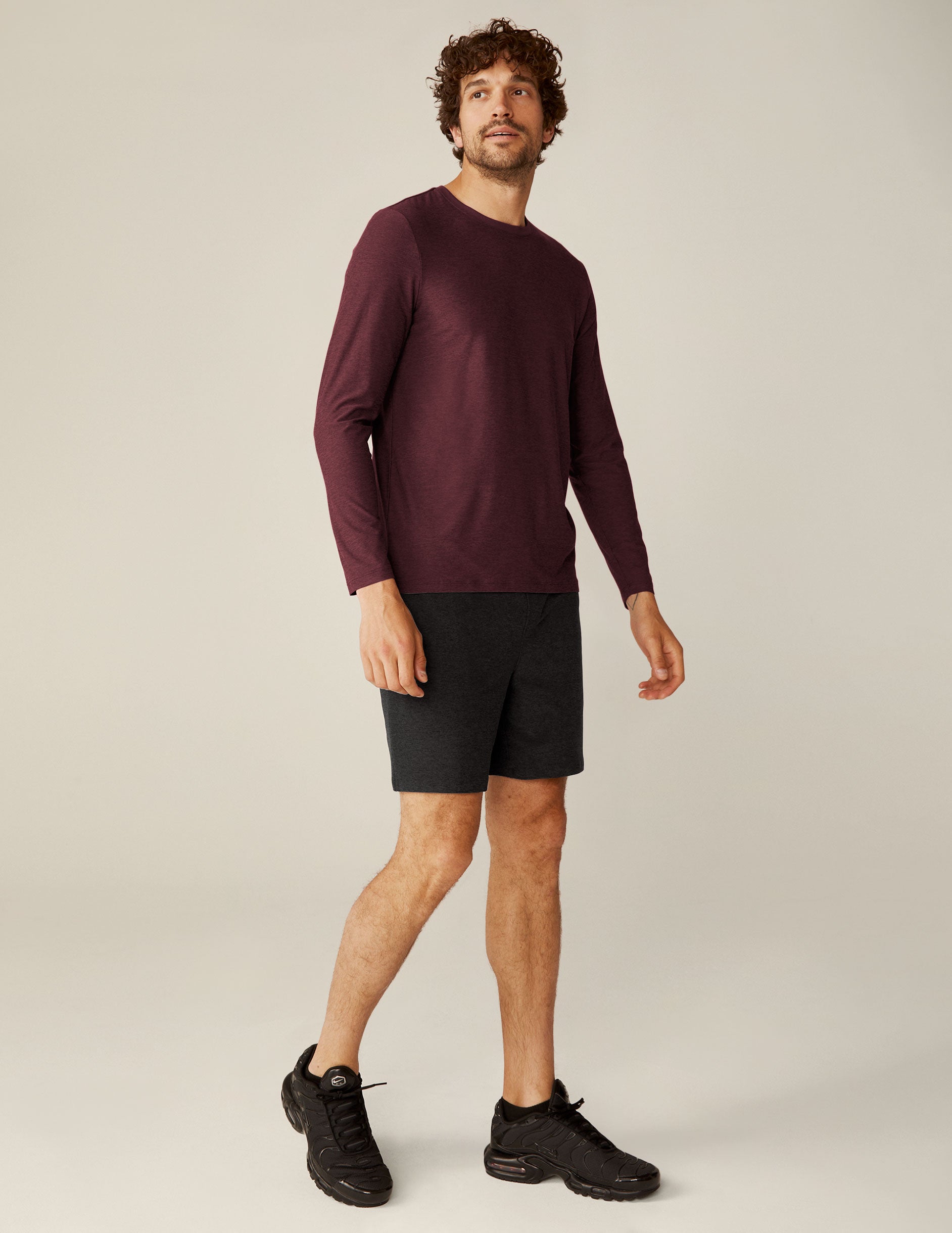 Men's Ultra-Soft Long Sleeve Crew Neck Tee, Ribbed Trim, Everyday Activewear
