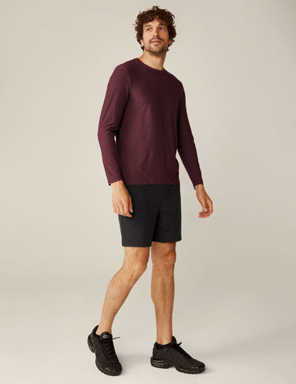Men's Ultra-Soft Long Sleeve Crew Neck Tee, Ribbed Trim, Everyday Activewear