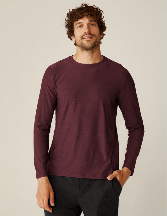 Men's Ultra-Soft Long Sleeve Crew Neck Tee, Ribbed Trim, Everyday Activewear