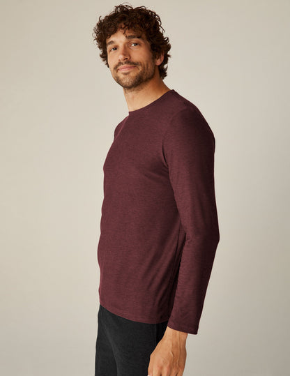 Men's Ultra-Soft Long Sleeve Crew Neck Tee, Ribbed Trim, Everyday Activewear