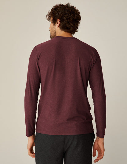 Men's Ultra-Soft Long Sleeve Crew Neck Tee, Ribbed Trim, Everyday Activewear
