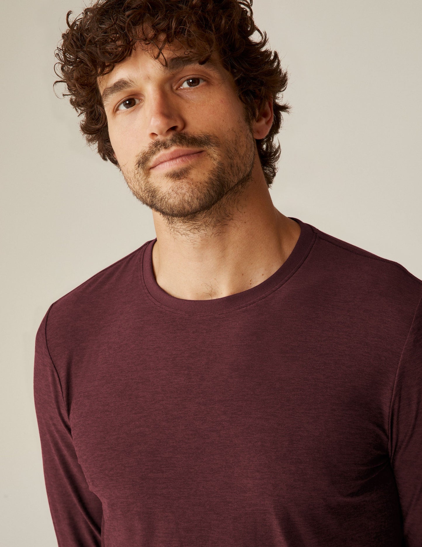 Men's Ultra-Soft Long Sleeve Crew Neck Tee, Ribbed Trim, Everyday Activewear