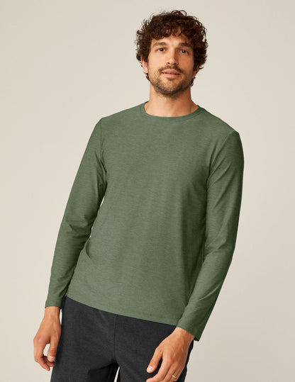 Men's Always Beyond Featherweight Long Sleeve Crew 2.0 Heather Green Performance Shirt