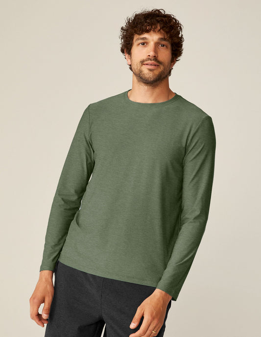 Men's Always Beyond Featherweight Long Sleeve Crew 2.0 Heather Green Performance Shirt