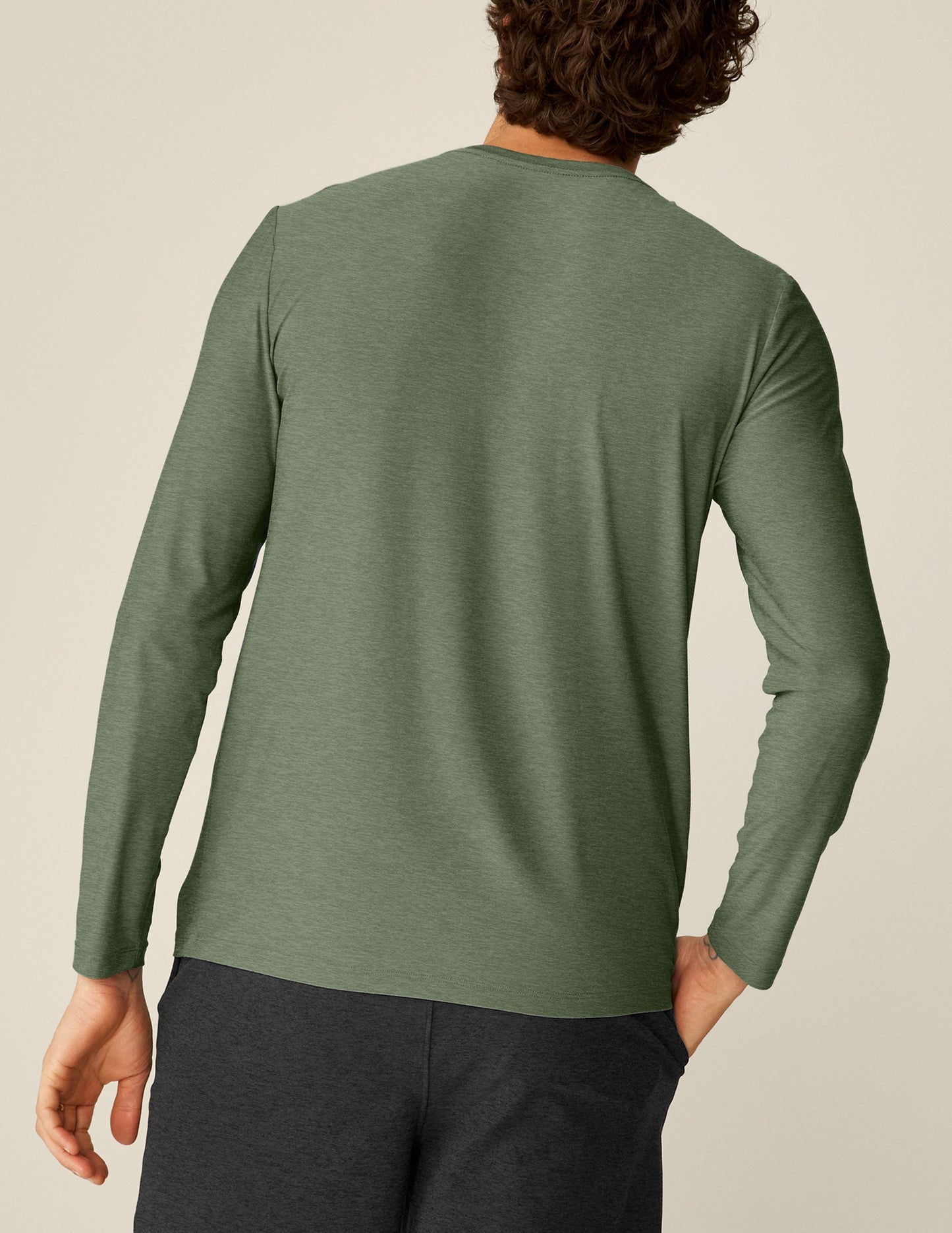 Men's Always Beyond Featherweight Long Sleeve Crew 2.0 Heather Green Performance Shirt