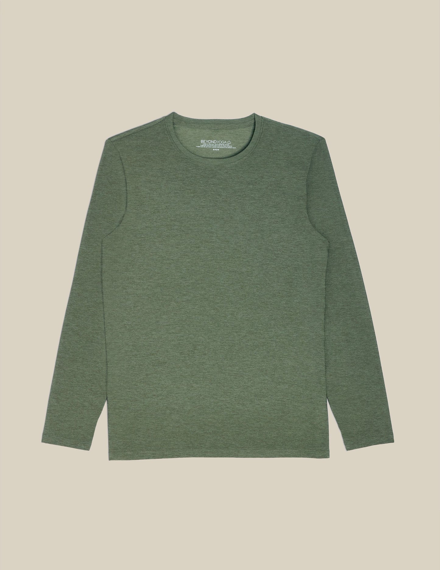 Men's Always Beyond Featherweight Long Sleeve Crew 2.0 Heather Green Performance Shirt