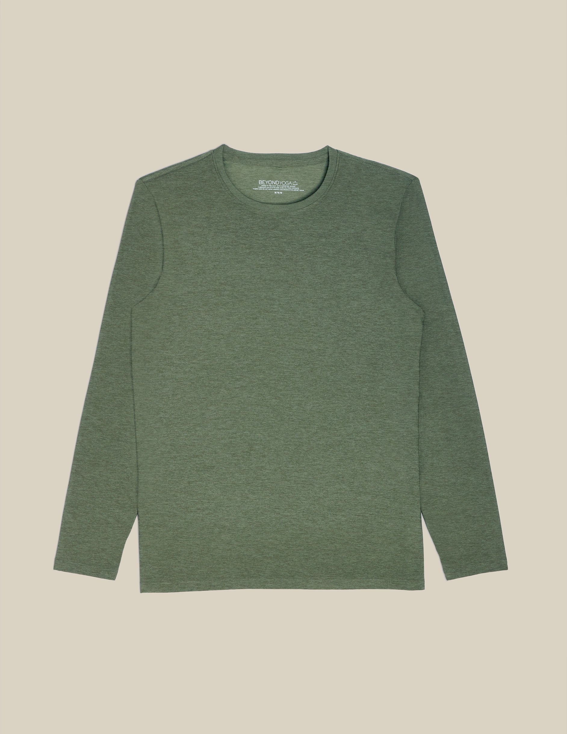 Men's Always Beyond Featherweight Long Sleeve Crew 2.0 Heather Green Performance Shirt