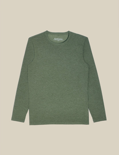 Men's Always Beyond Featherweight Long Sleeve Crew 2.0 Heather Green Performance Shirt