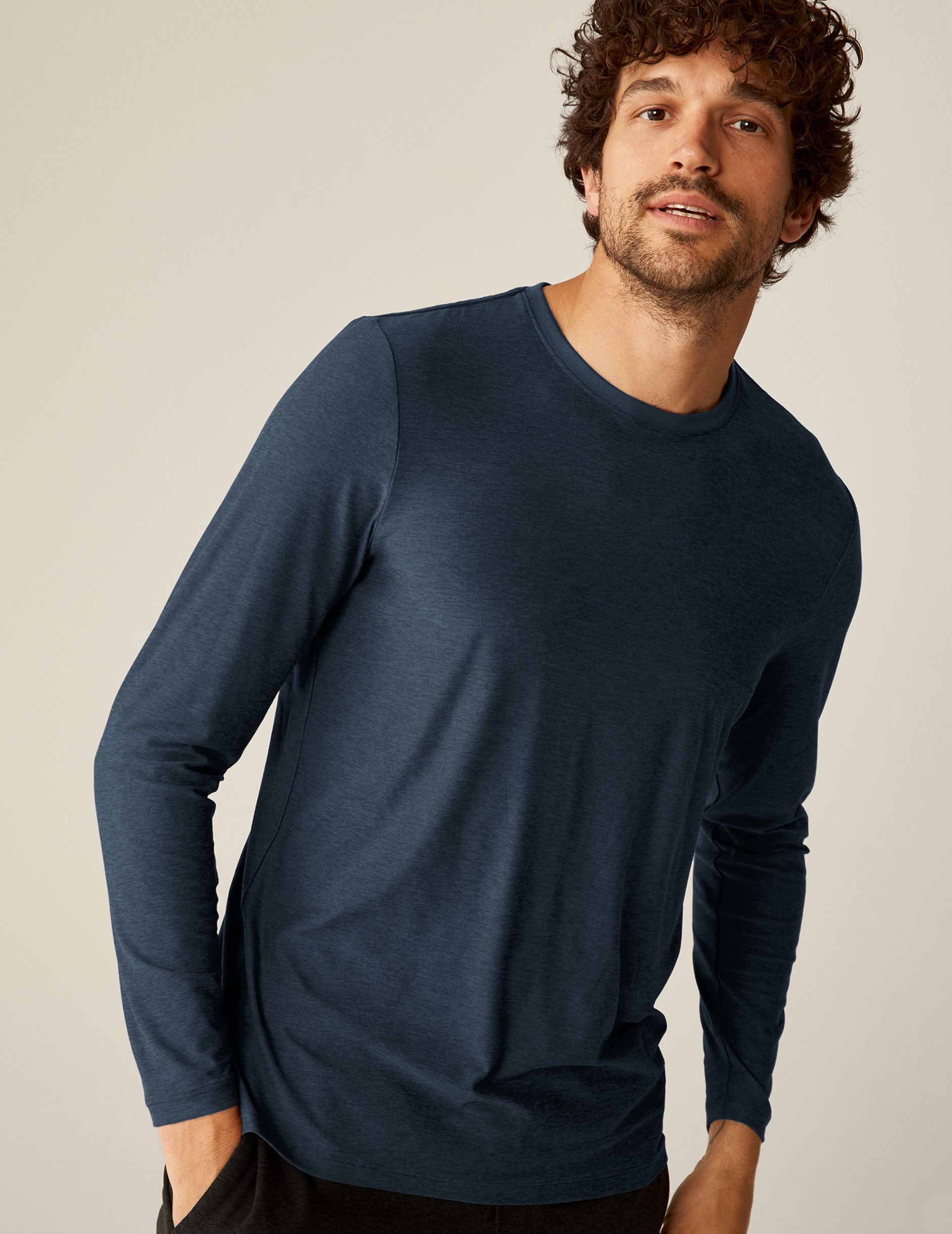 Men's Ultra-Soft Featherweight Spacedye Long Sleeve Crew Neck Shirt