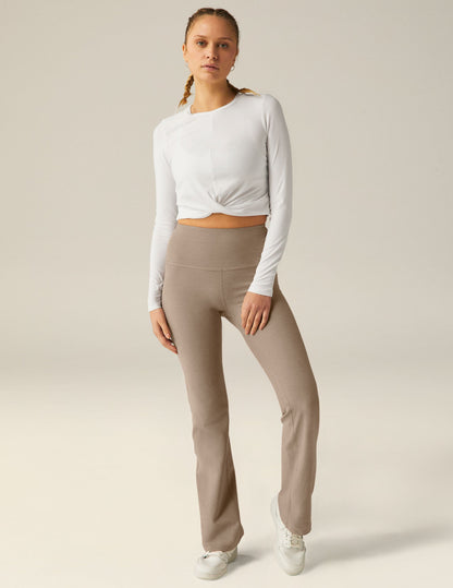 Ultra-Soft Featherweight Cropped Long Sleeve Pullover with Crossover Detail