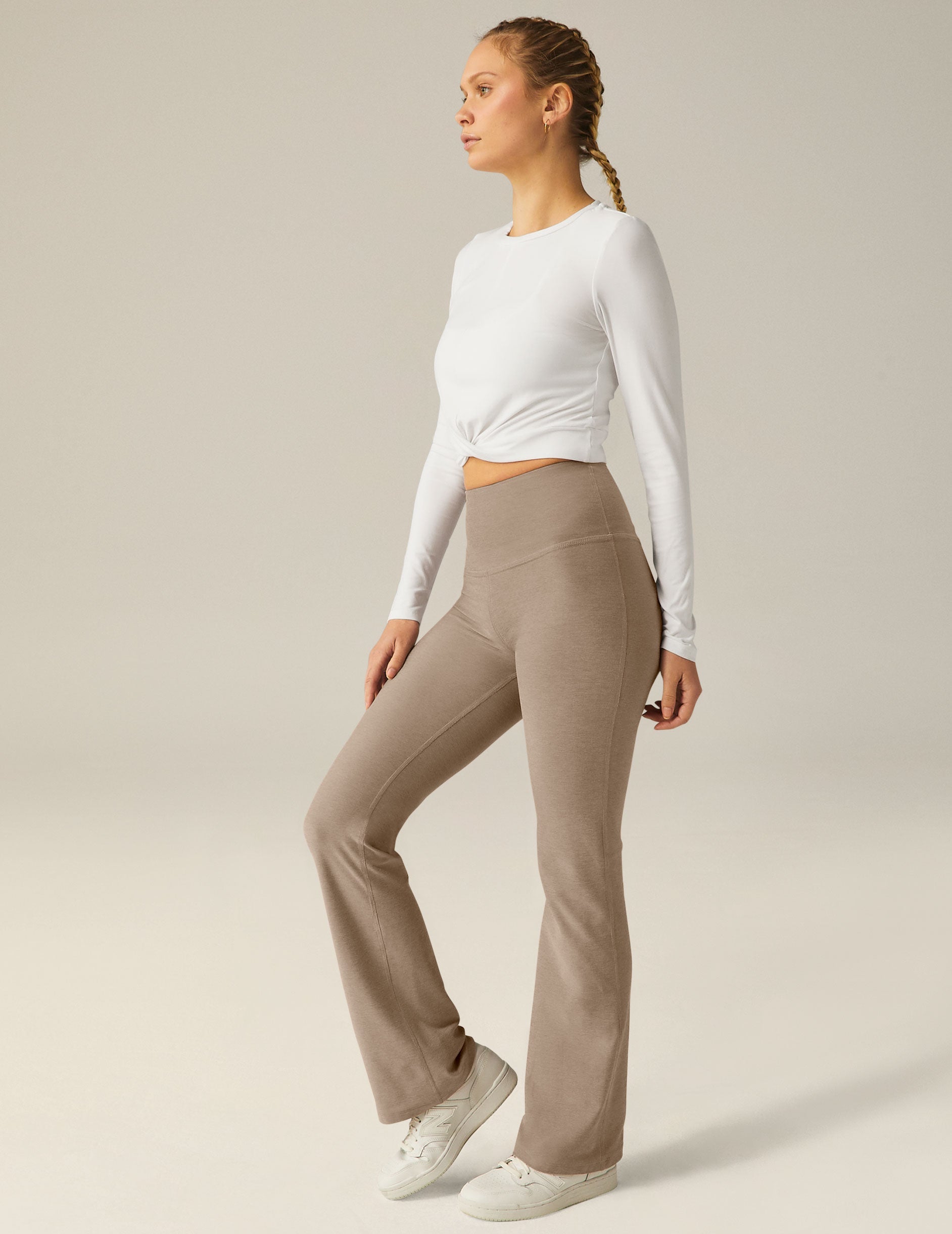 Ultra-Soft Featherweight Cropped Long Sleeve Pullover with Crossover Detail