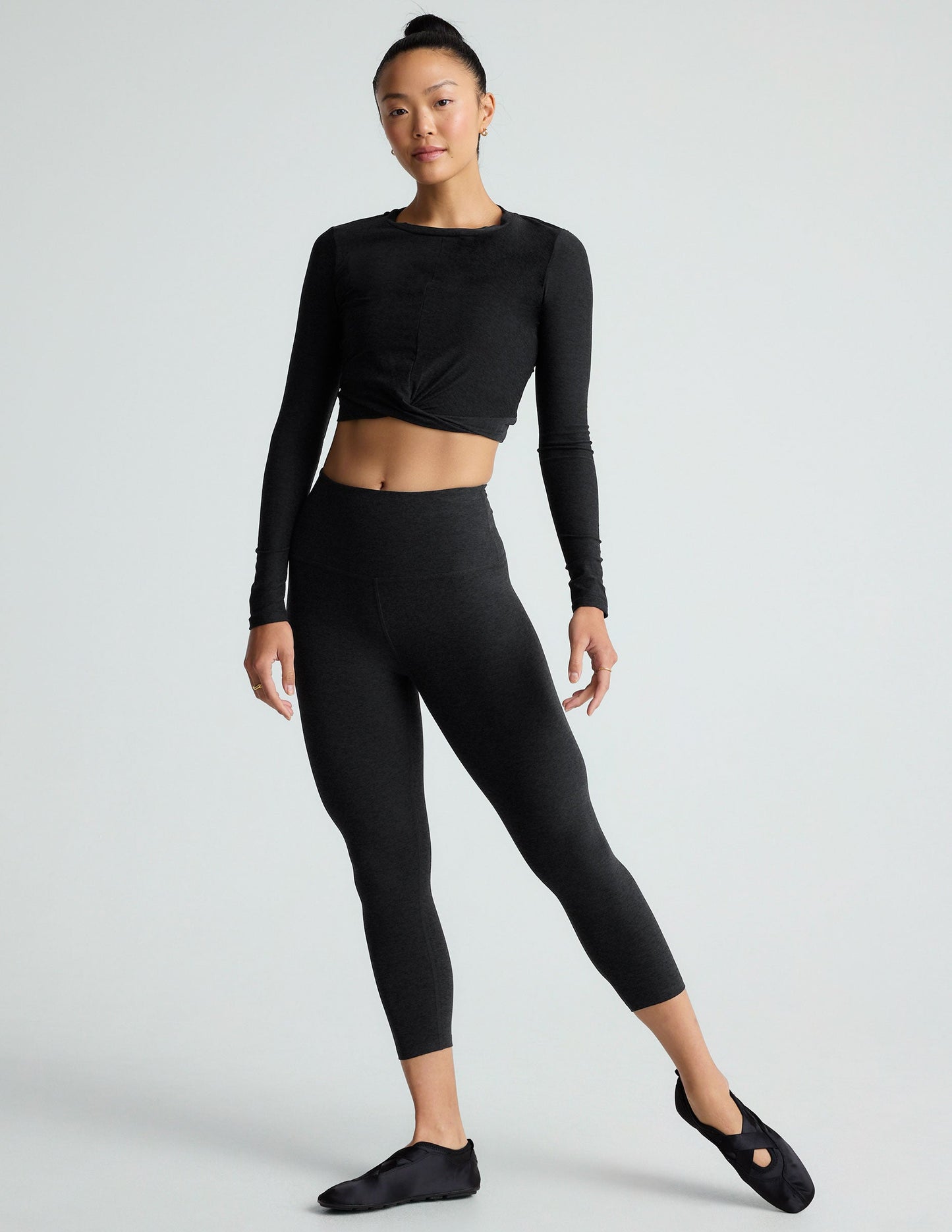 Beyond Yoga Featherweight Cropped Long Sleeve Top with Flattering Crossover