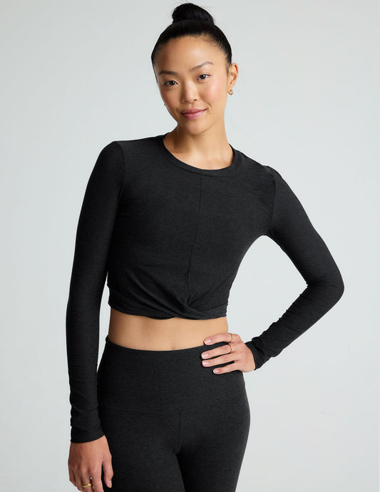 Beyond Yoga Featherweight Cropped Long Sleeve Top with Flattering Crossover