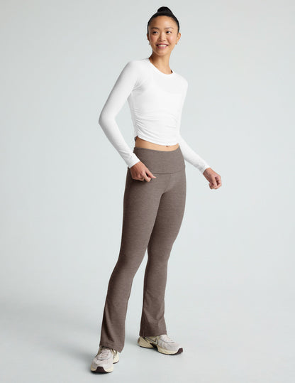 Cloud White Featherweight Shirred Long Sleeve Top, Soft Stretch Fit