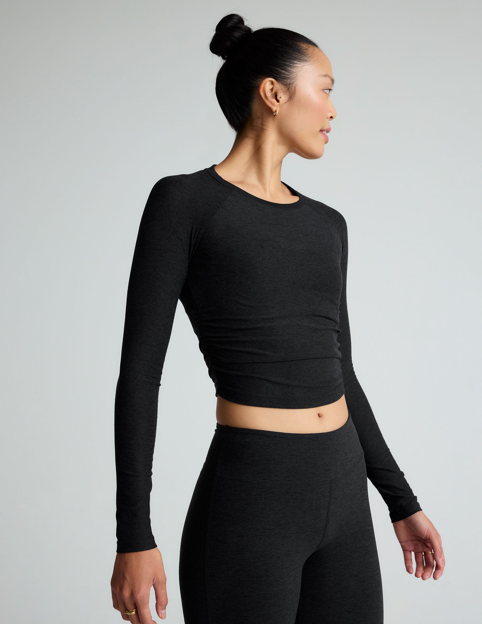 Featherweight Your Fit Shirred Long Sleeve Top: Soft, Stretchy, Flattering Comfort
