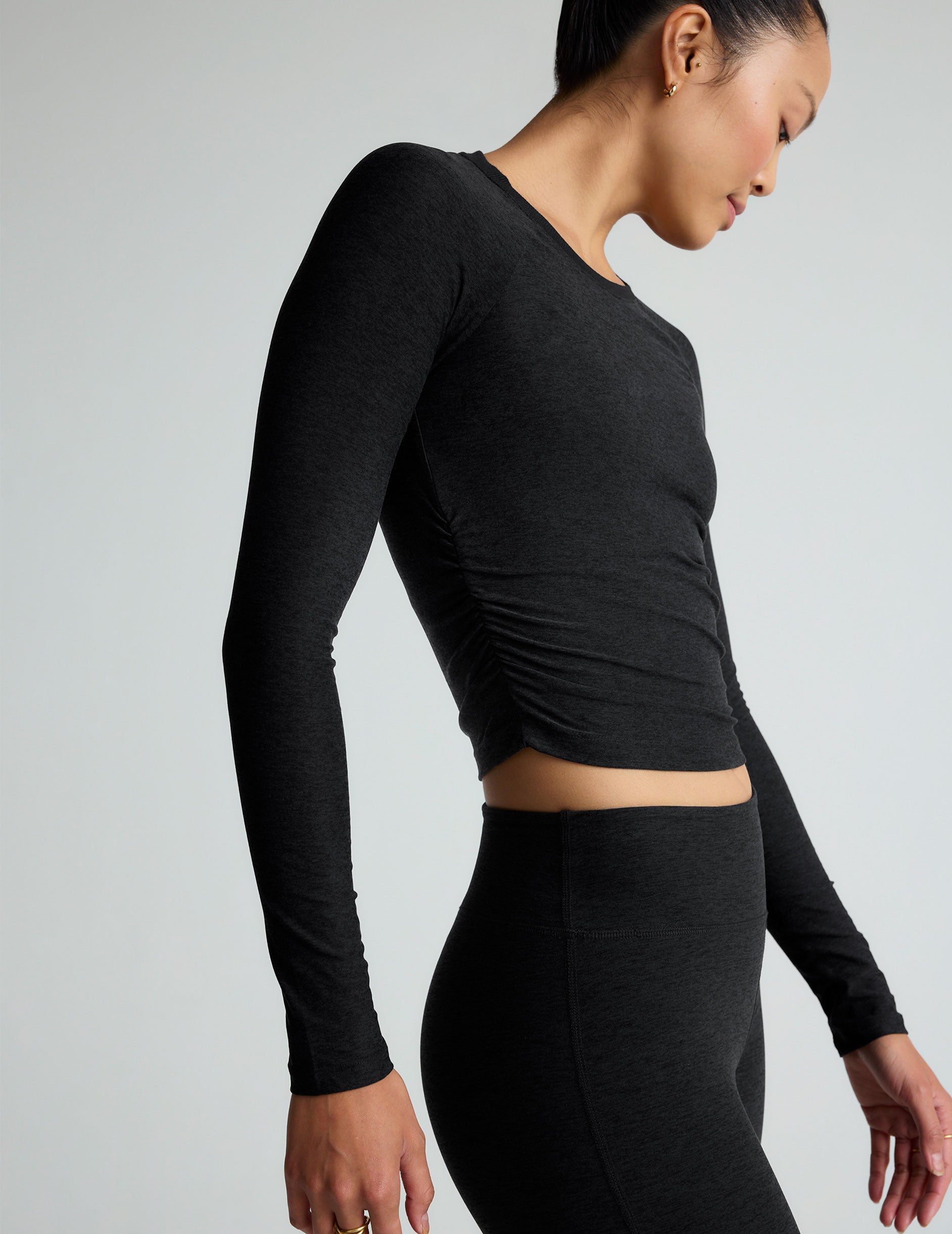 Featherweight Your Fit Shirred Long Sleeve Top: Soft, Stretchy, Flattering Comfort