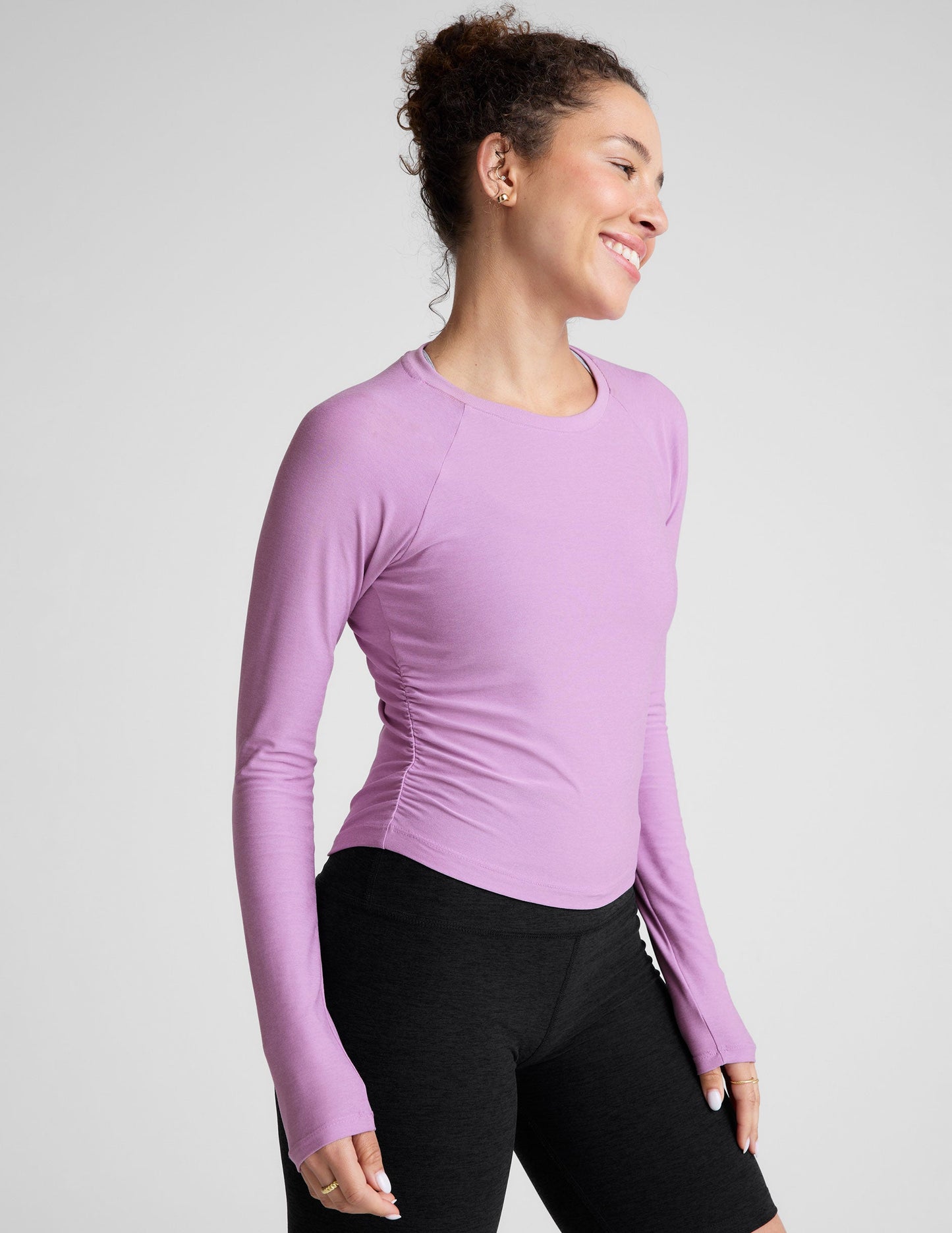 Ultra-Soft Featherweight Your Fit Long Sleeve Top with Adaptive Shirred Sides