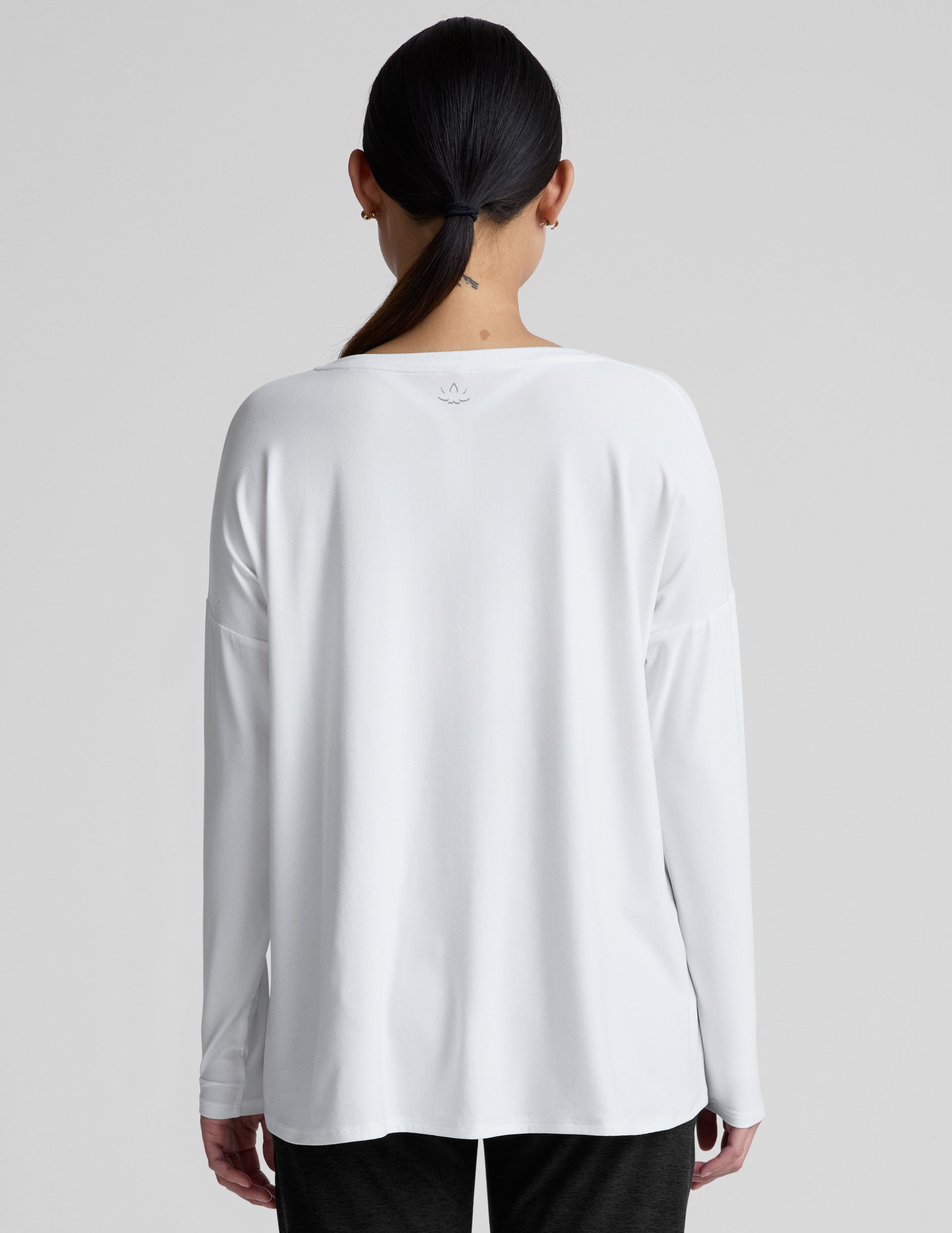 Featherweight Soft Cloud White Long Sleeve Maternity Top for Ultimate Comfort