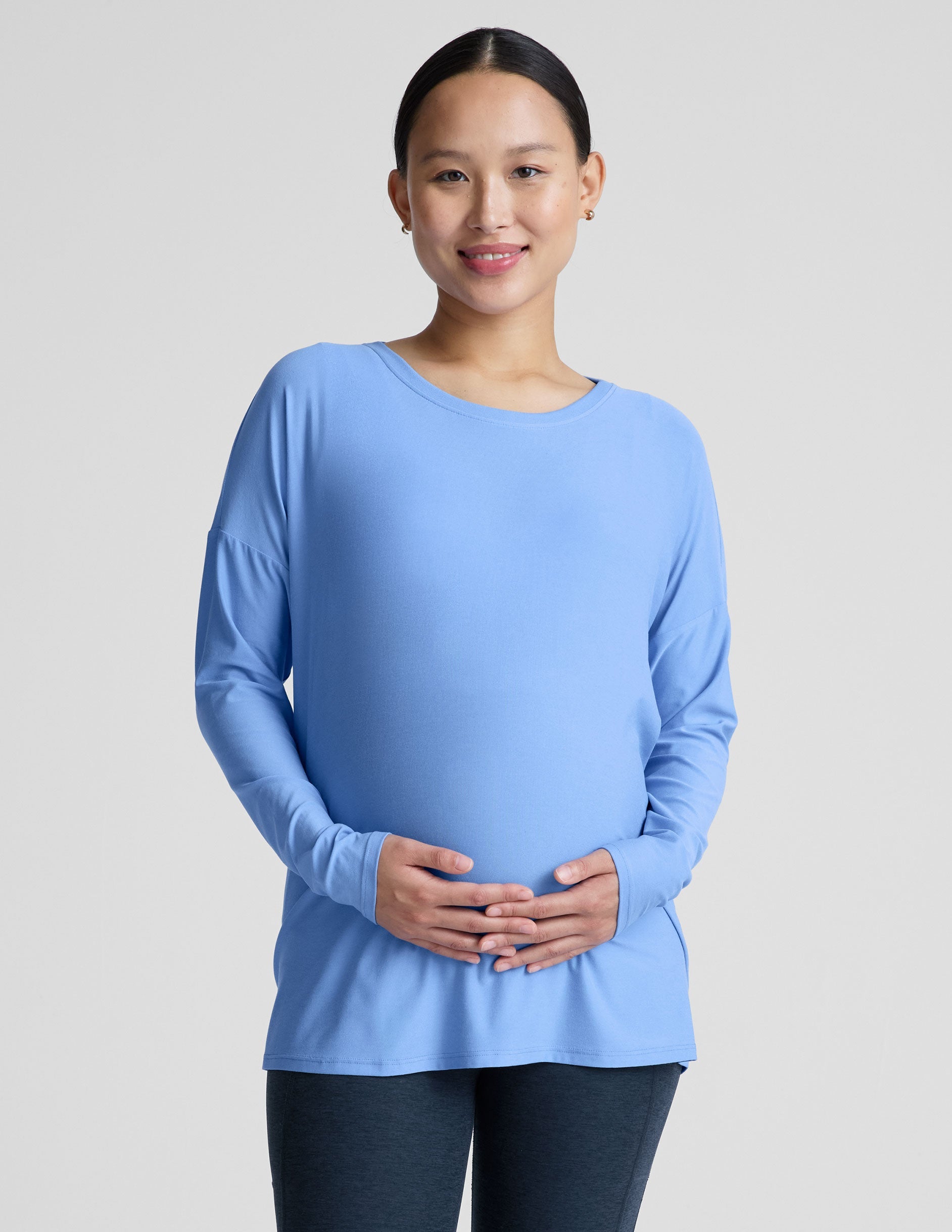 Featherweight Soft Maternity Long Sleeve Top for Pregnancy & Postpartum Comfort