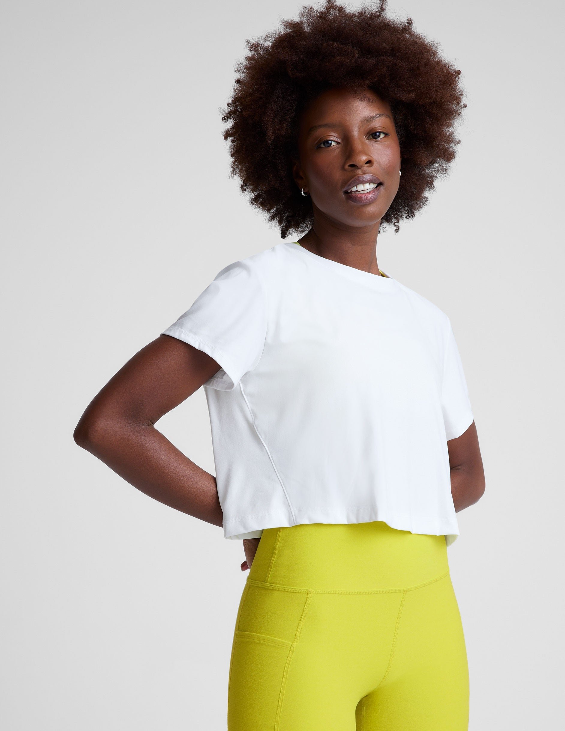 Women's Featherweight Supreme Cloud White Cropped Tee Loose Fit Scoop Neck