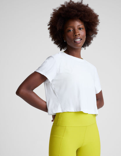 Women's Featherweight Supreme Cloud White Cropped Tee Loose Fit Scoop Neck