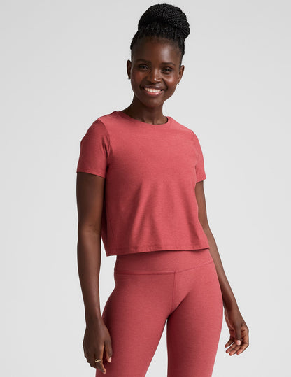 Featherweight Supreme Cropped Tee: Relaxed Fit Scoop Neck Ultra-Soft Everyday Comfort Top