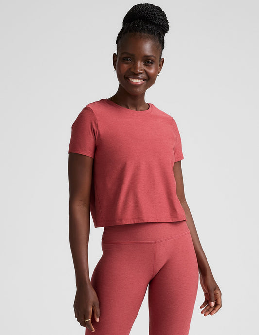 Featherweight Supreme Cropped Tee: Relaxed Fit Scoop Neck Ultra-Soft Everyday Comfort Top