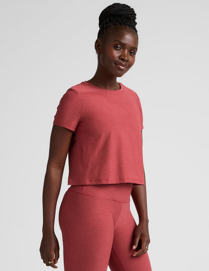 Featherweight Supreme Cropped Tee: Relaxed Fit Scoop Neck Ultra-Soft Everyday Comfort Top