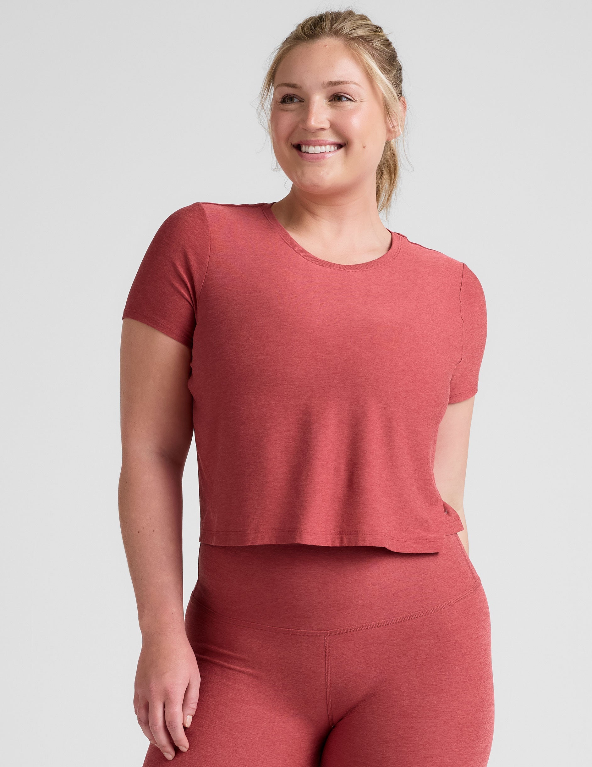 Featherweight Supreme Cropped Tee: Relaxed Fit Scoop Neck Ultra-Soft Everyday Comfort Top