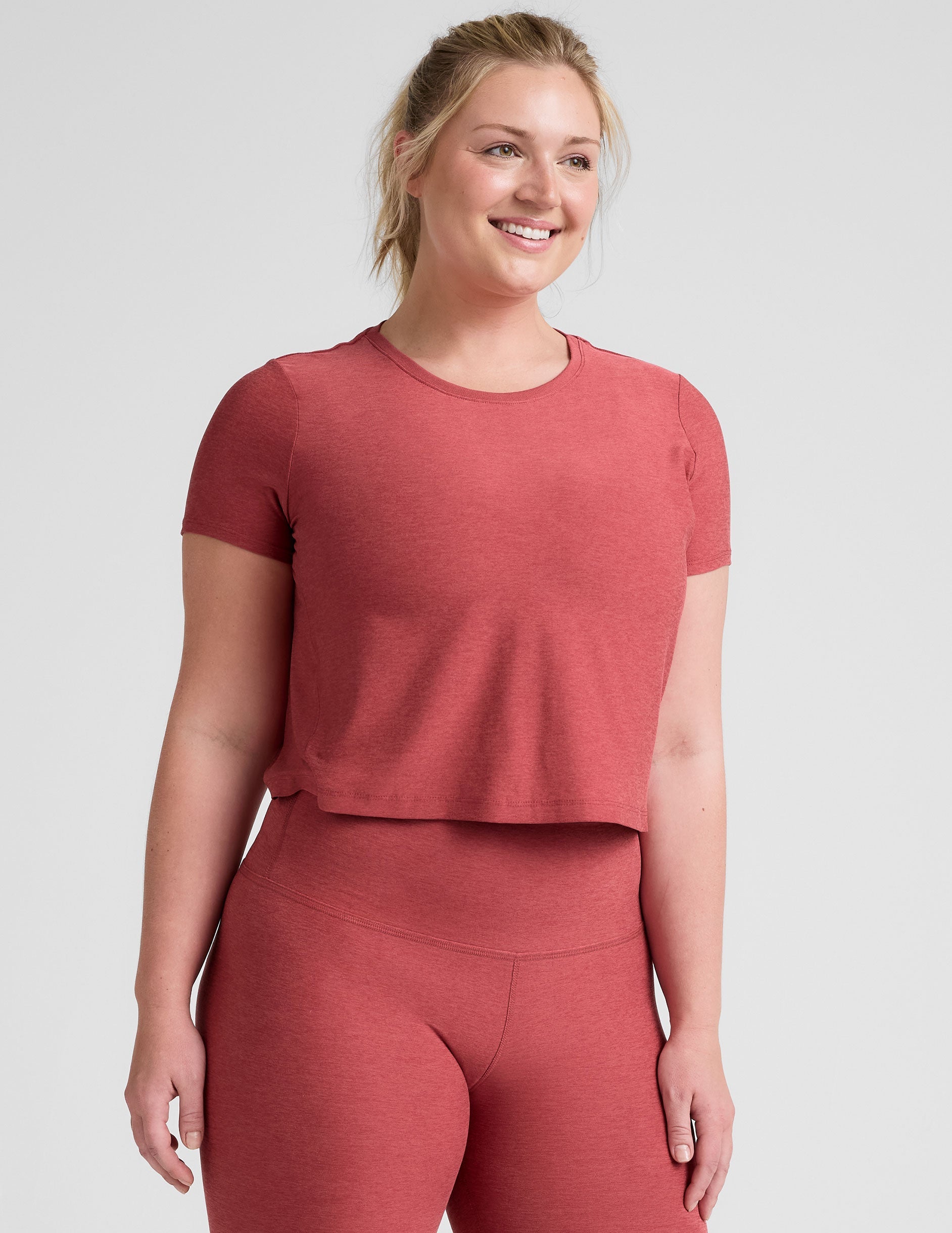 Featherweight Supreme Cropped Tee: Relaxed Fit Scoop Neck Ultra-Soft Everyday Comfort Top
