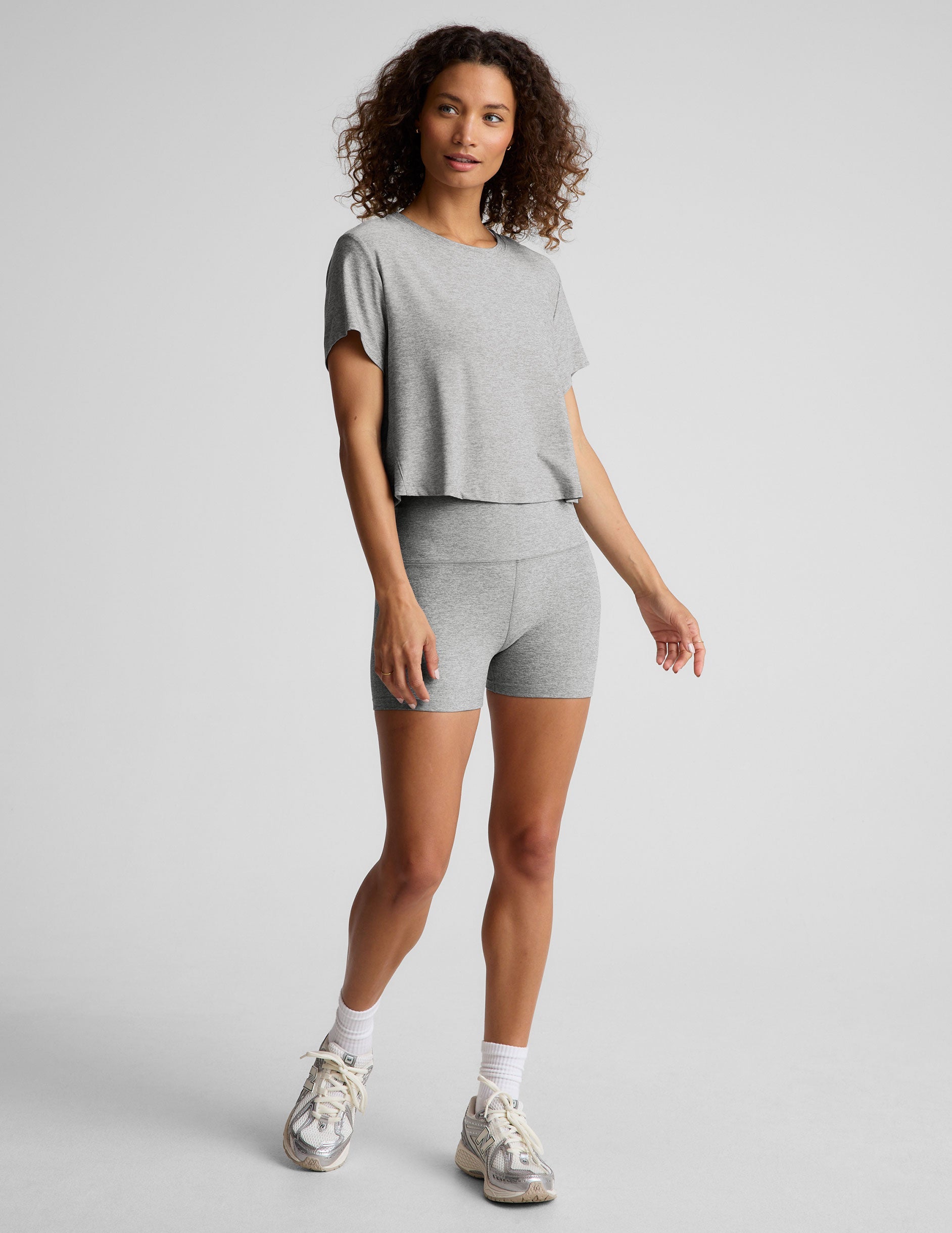 Beyond Yoga Featherweight Supreme Cropped Tee: Loose Fit Scoop Neck