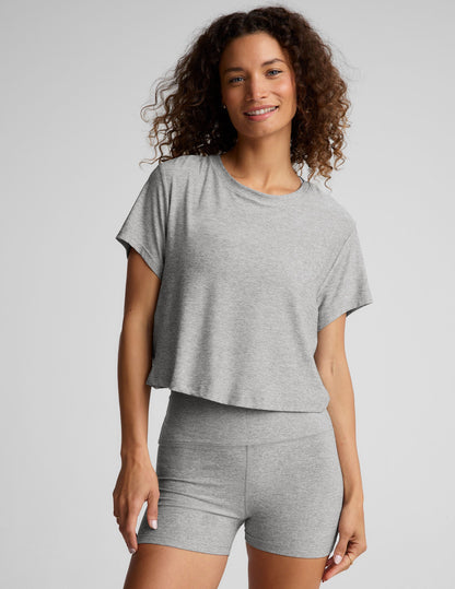 Beyond Yoga Featherweight Supreme Cropped Tee: Loose Fit Scoop Neck
