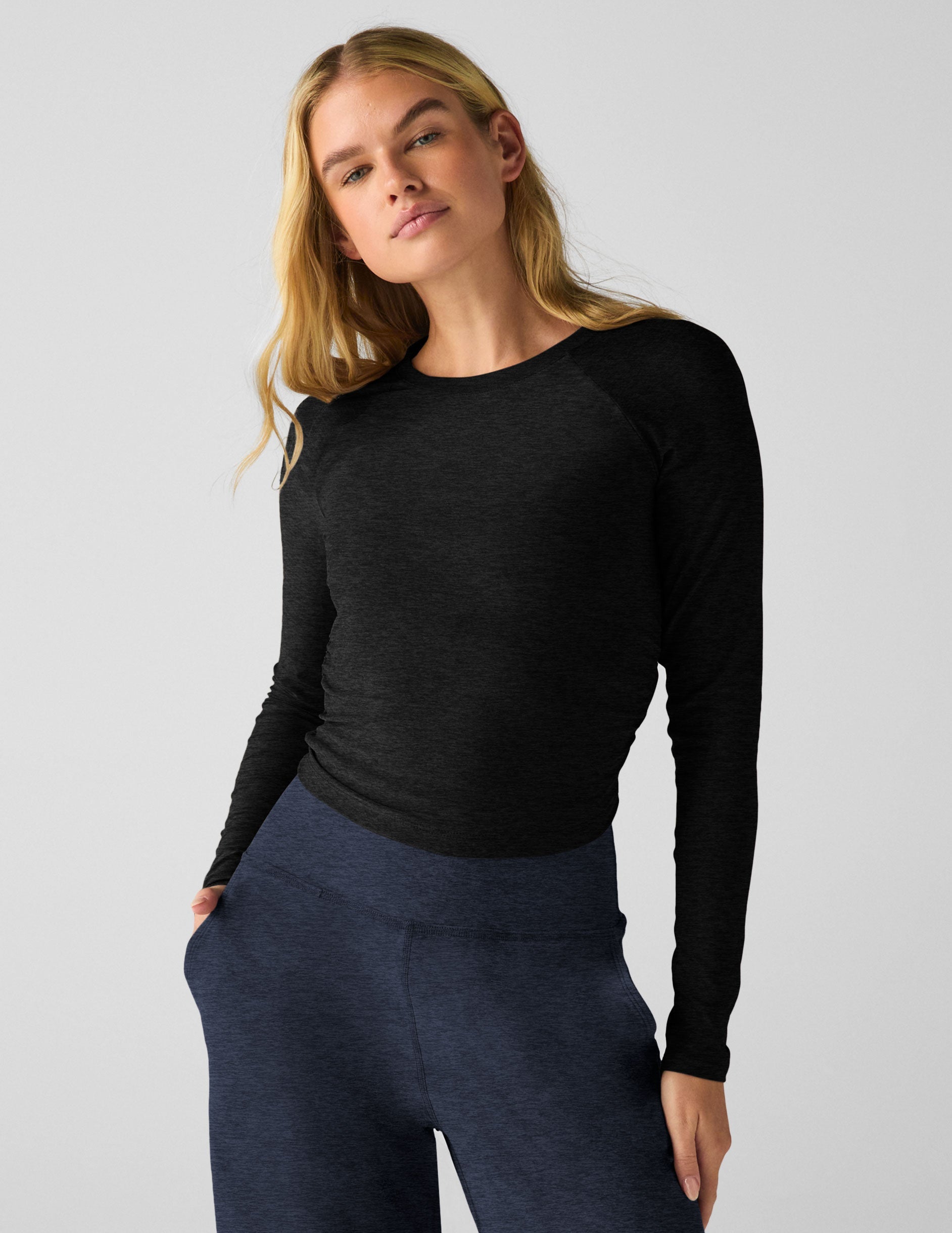 Featherweight Your Fit Stretch Long-Sleeve Top - Fitted Crew Neck