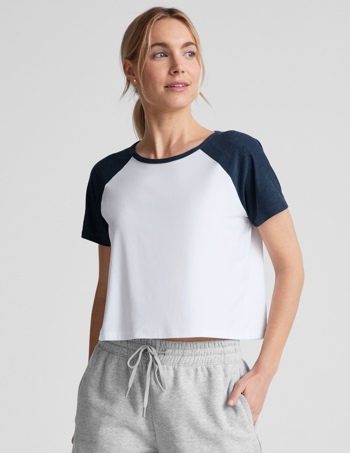 Ultra-Soft Featherweight Colorblock Baseball Tee: Relaxed Fit, Waist Length Comfort
