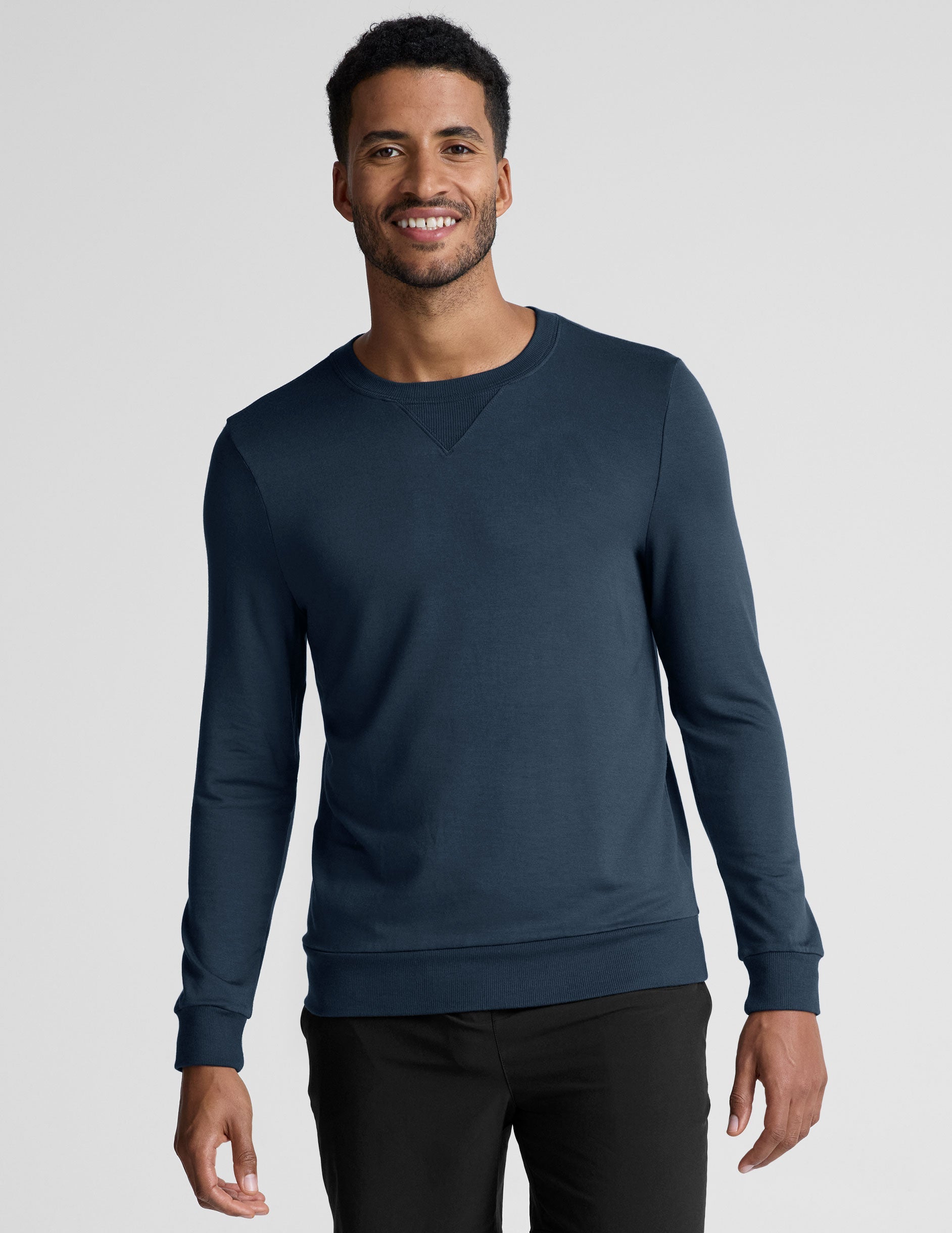 Beyond Yoga Men's Cozy Crew Pullover - Soft Terry, Relaxed Fit, Long Sleeve